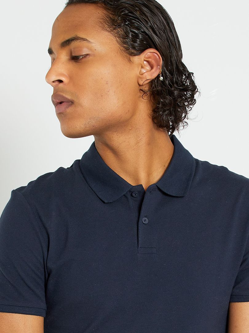 Polo piqué de algodão - azul marinho
