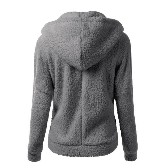 Sudadera para mujer - FUNMOON - Sudadera con capucha de felpa - Cierre de cremallera - Cálida - Otoño/Invierno