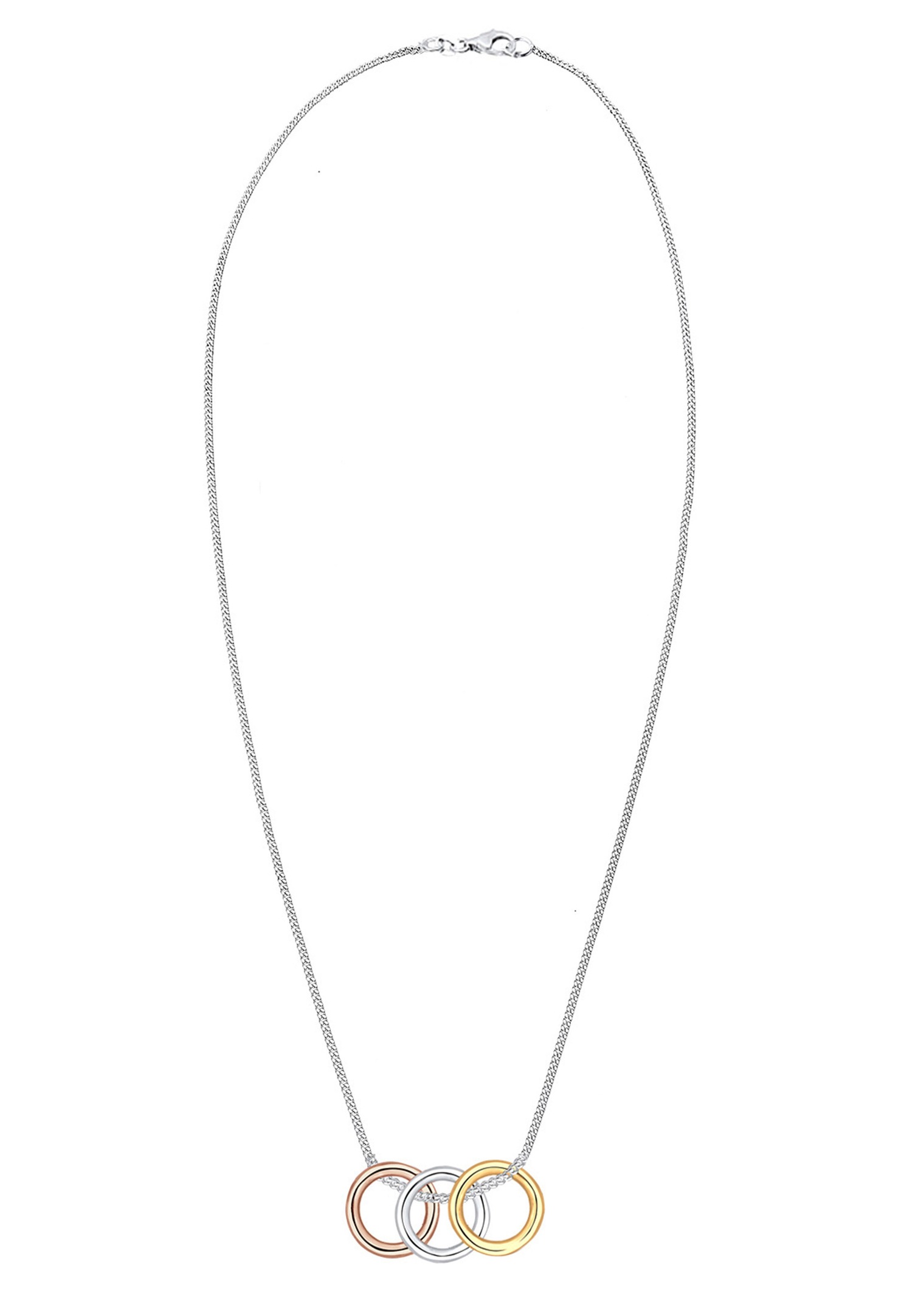 Elli Femme Pendentif Cercle Tendance Tri-Couleur en Argent Sterling 925