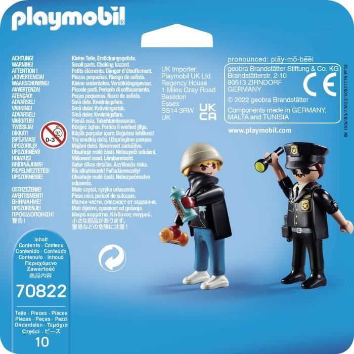 PLAYMOBIL – 70822 – Playmobil-Duo – Polizist und Graffiti-Künstler – Unisex – Kunststoff – Blau