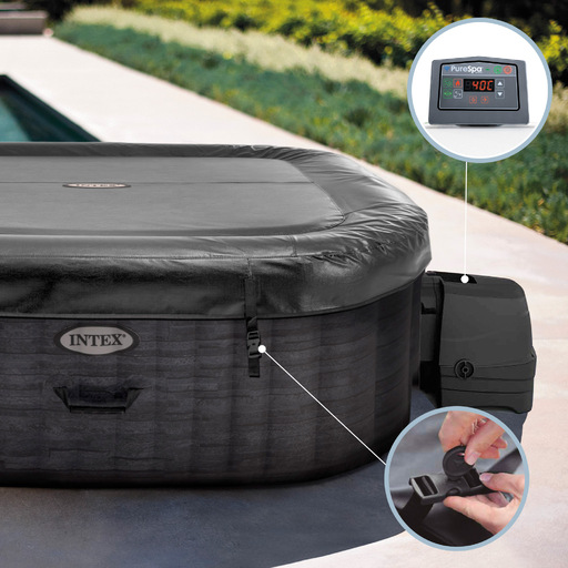 Jacuzzi gonflable Intex Greystone Deluxe pour 6 personnes, 195 x 195 cm