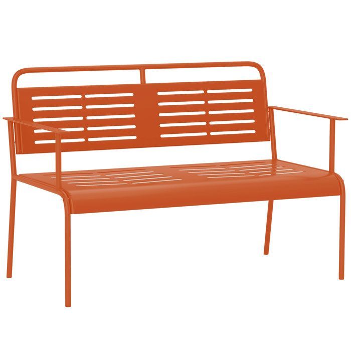 Garden bench - Outsunny - 2-seater - steel - with armrests and backrest - 121 x 64 x 84 cm - red