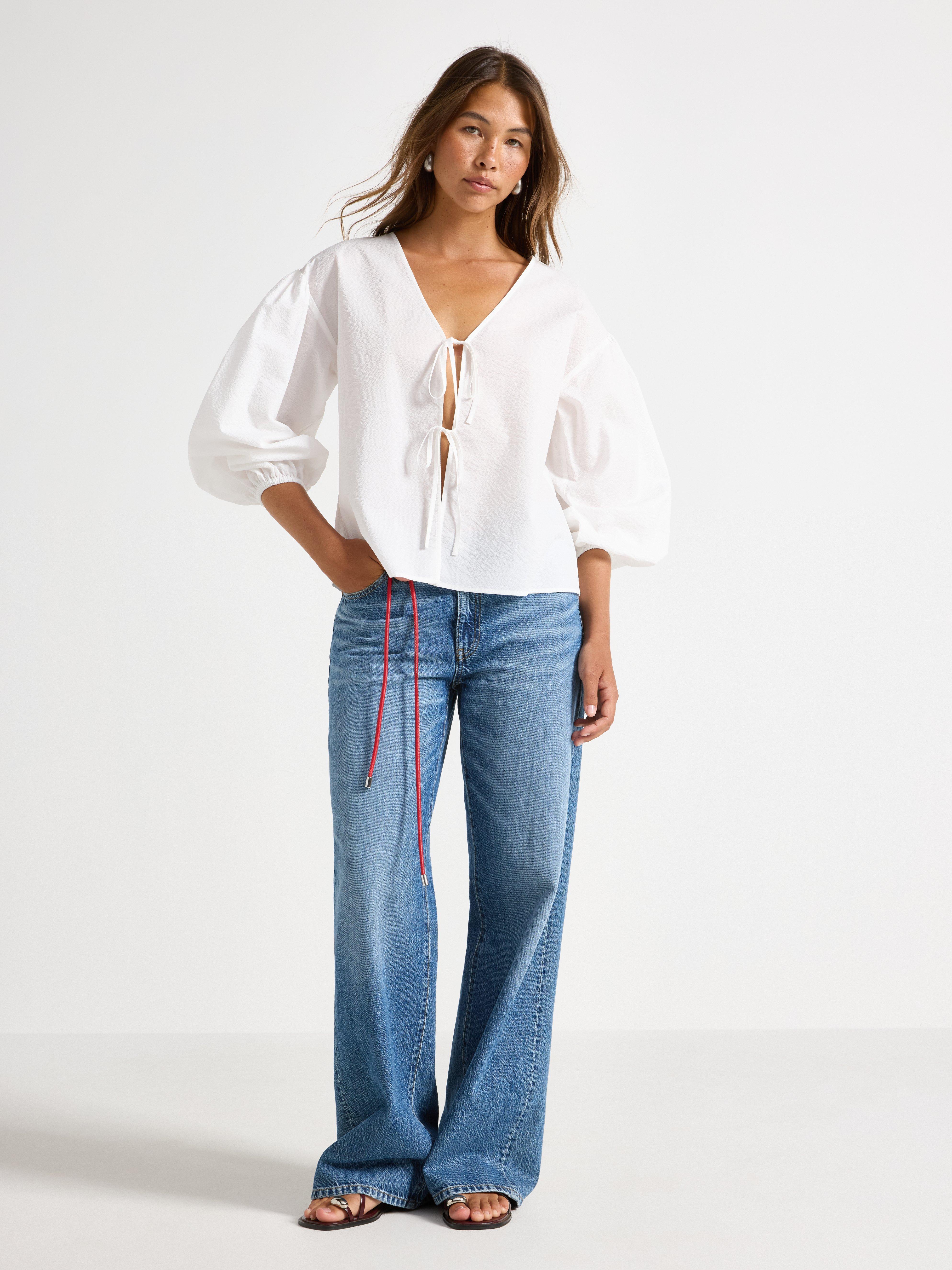 Bluse med knytedetaljer Off White