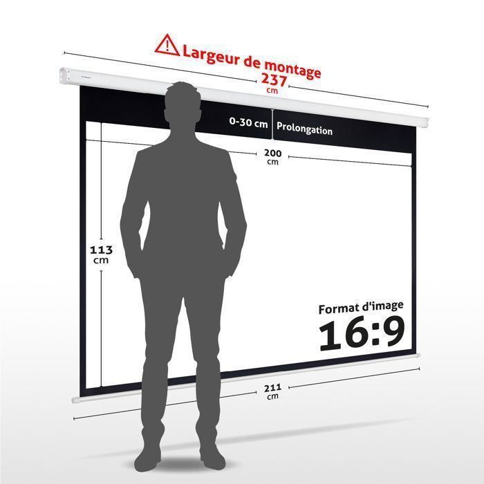Écran de projection motorisé ESMART Economy EXM 200 x 113 cm (90