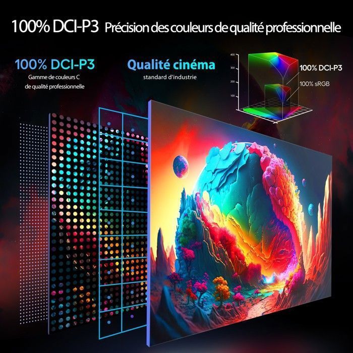 Monitor portátil para jogos UPERFECT de 18 polegadas, 2560*1600 2K 144Hz, 100% da gama de cores DCI-P3, tempo de resposta de 5ms, compatível com VESA.