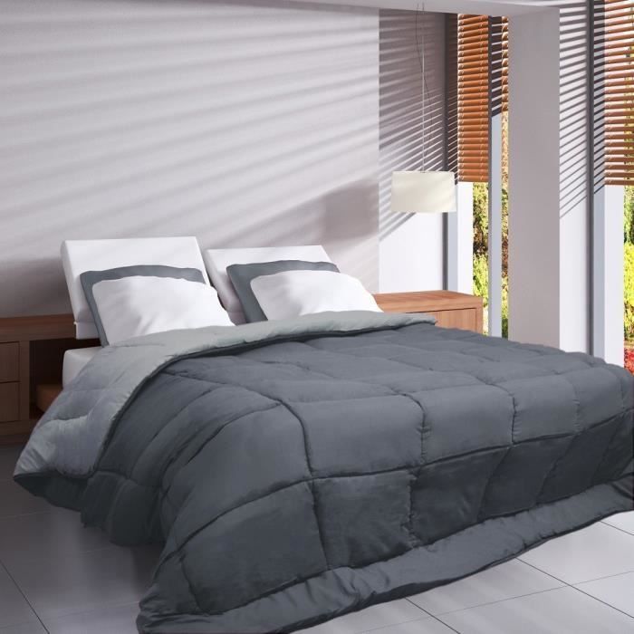 HUDSON – Leichte Mikrofaser-Bettdecke – 200 g/m² – Grau & Silber – 140 x 200 cm