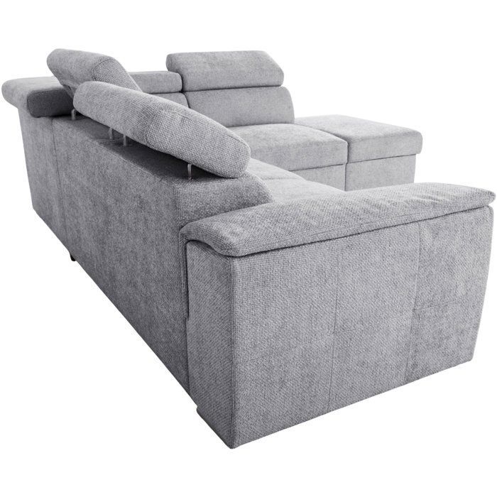 Canapé d'angle convertible réversible - 5 places - DAYTONA - Tissu Silver - Coffre - 260 x 216 x 94 cm