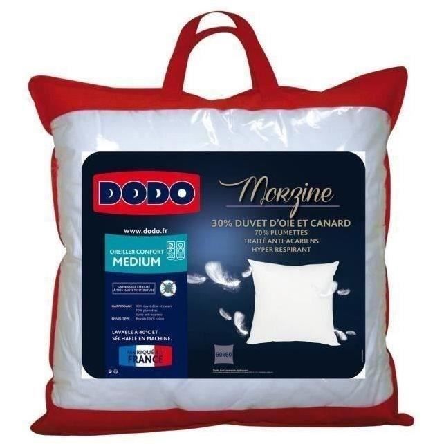Almohada de plumas de ganso DODO Morzine, antiácaros, 65x65cm, blanca