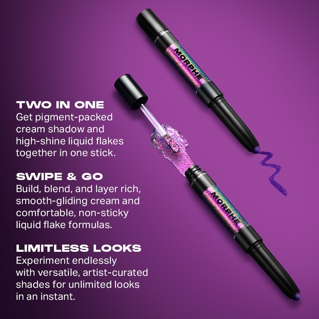 Očné tiene Morphe MIXED SIGNALS Očné tiene v tyčinke s dvoma krémovými a tekutými prvkami – 8 g
