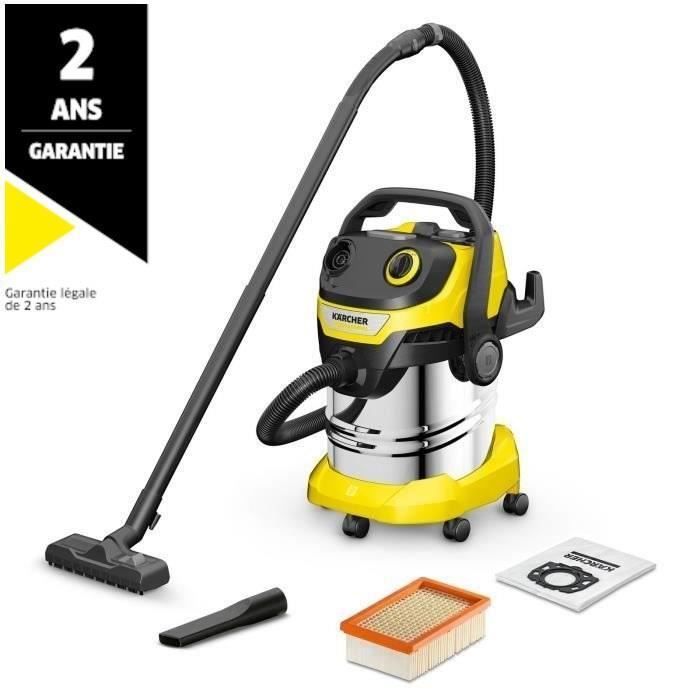 Aspiradora en seco y húmedo KARCHER WD 5 S V-25/5/22 - Depósito de acero inoxidable de 25 L - 1100 W (función de soplado)