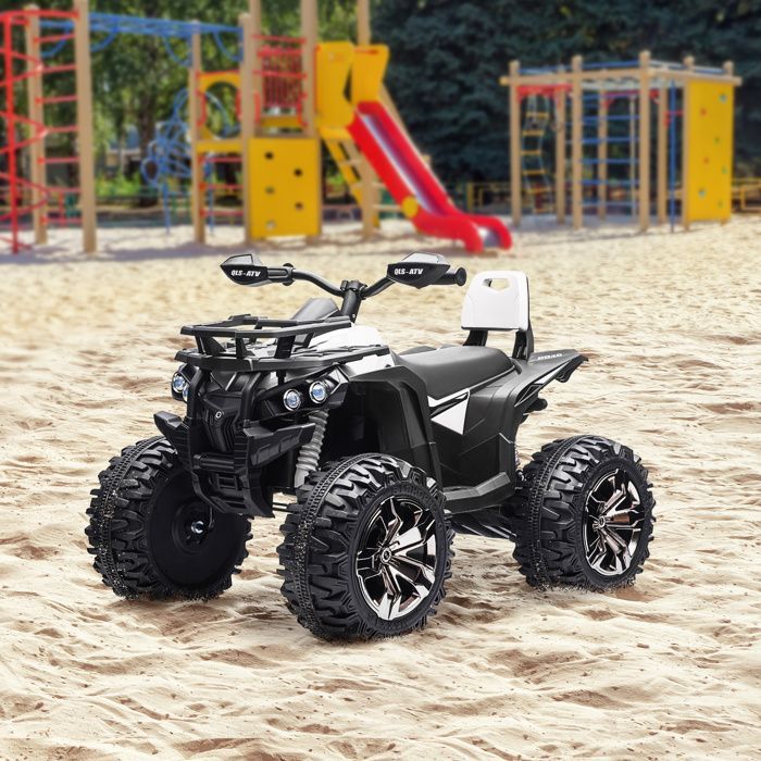 Elektrisches Kinder-Quad – HOMCOM – 12 V, max. 8 km/h – Licht- und Soundeffekte, Sitz mit Rückenlehne – Metall, PP – Weiß/Schwarz