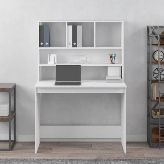vidaXL Bureau avec étagères Blanc 102x45x148 cm Bois d'ingénierie 823000
