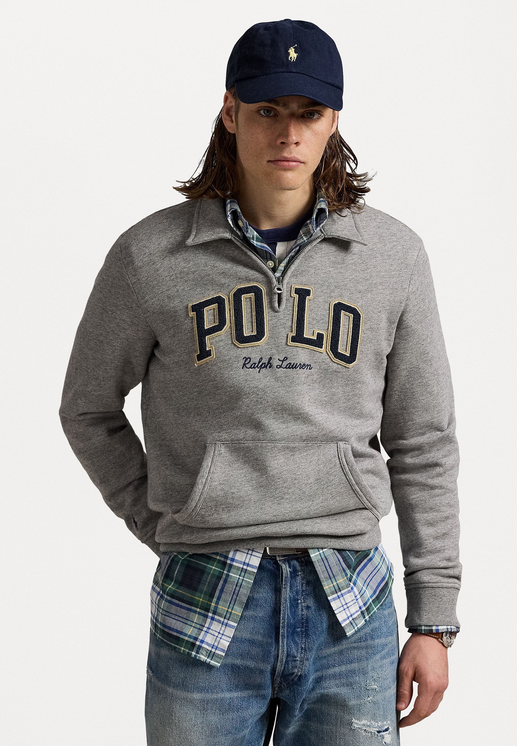 Polo Ralph Lauren LOGO FLEECE SWEATSHIRT MET KRAAG - Sweatshirt - donker vintage gemêleerd