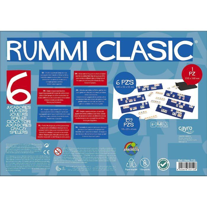 Jeu de Société - Cayro - Rummi Classique - 6 Joueurs - Développement Cognitif