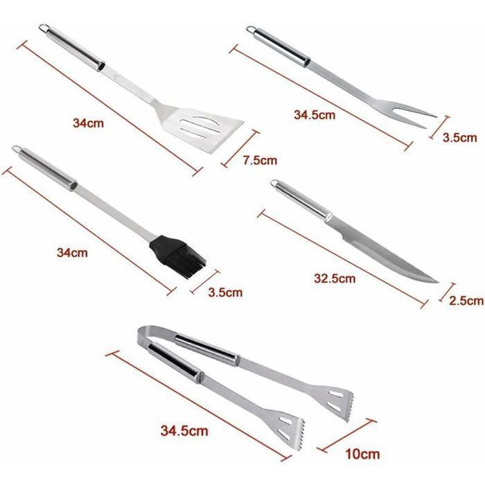 Juego de utensilios para barbacoa, estuche de aluminio, accesorio profesional para barbacoa, juego de cubiertos perfecto para barbacoa.