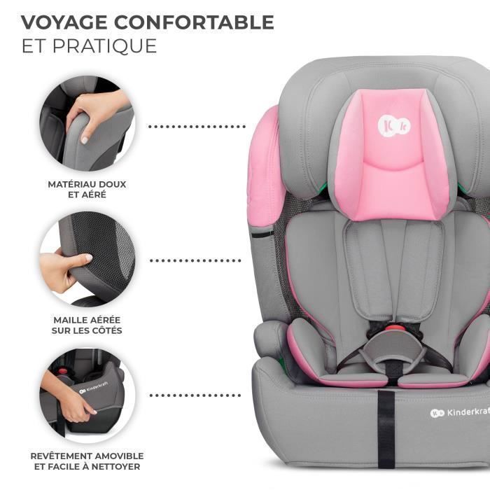 Seggiolino auto Kinderkraft COMFORT UP I-SIZE, 76–150 cm, da 15 mesi a 12 anni, poggiatesta regolabile, facile installazione, rosa