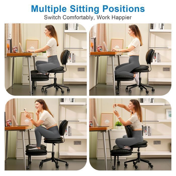 Black Cross-Leg Office Chair with Casters