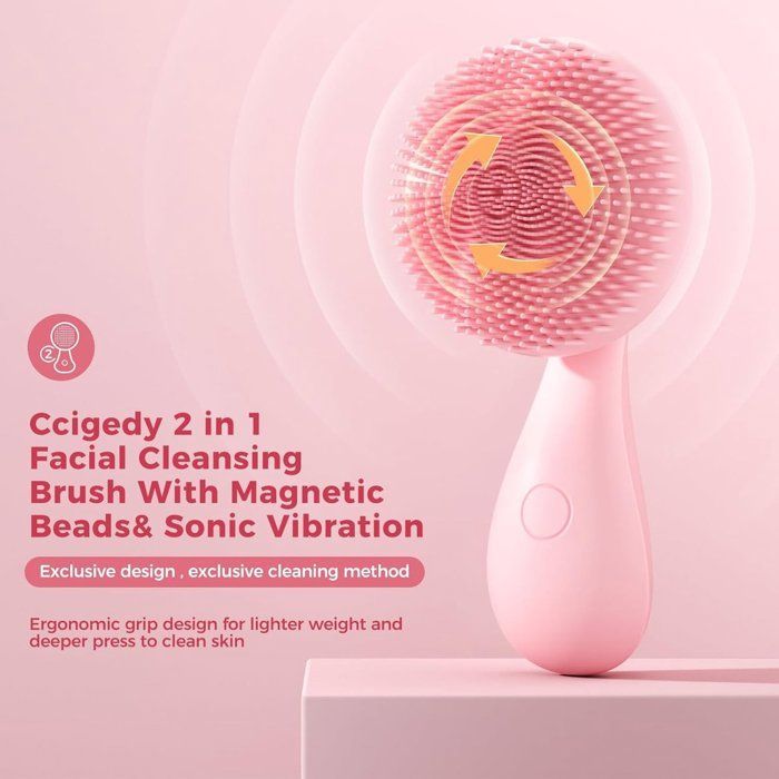DEMA Electric Facial Cleansing Brush - 2-in-1 Technology - Rotating Magnetic Balls - Sonic Vibrations