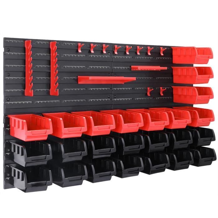 Juego de 97 paneles de pared para almacenamiento de herramientas, soportes de plástico expandibles de alta resistencia para bricolaje y uso en garajes.