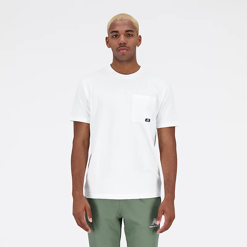 Męska koszulka z krótkim rękawem Camiseta de punto de algodón Essentials Reimagined - BIAŁY