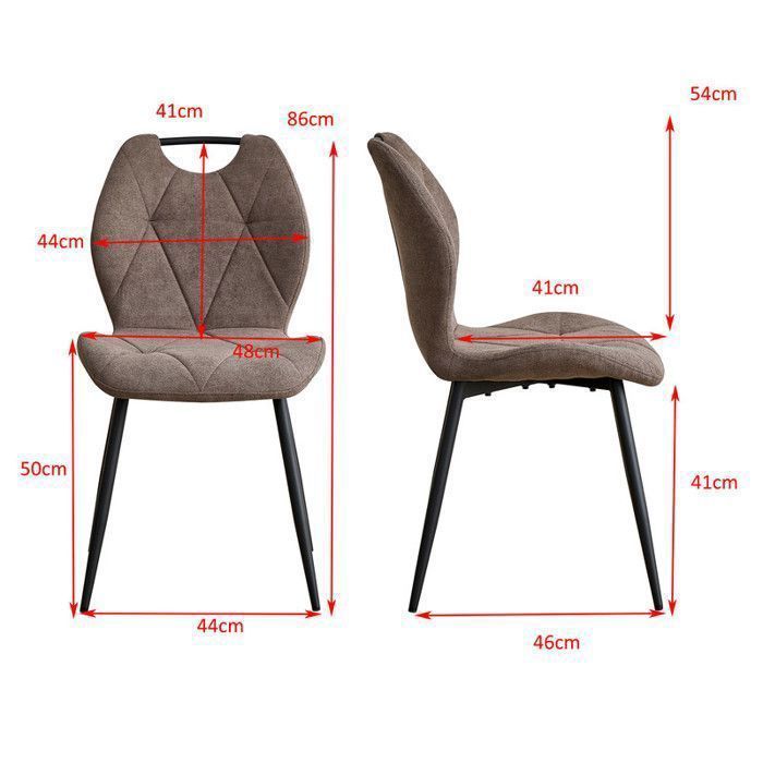 Set van 4 stoelen - DOWISDOLY - Eetkamerstoel met handgrepen - Vintage - Metalen poten - Bruin