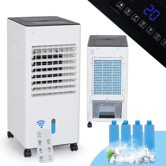 Aire acondicionado/ventilador portátil de 6 litros con 3 velocidades, control remoto, oscilación y temporizador de 12 horas.
