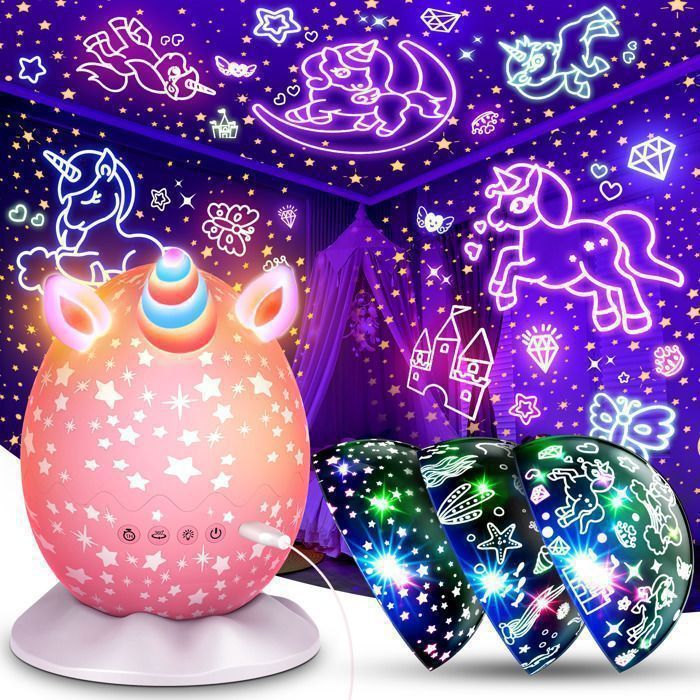Lámpara de noche de unicornio ATOPDREAM, juguete luminoso 3 en 1 para niños, rotación de 360°, regalo de cumpleaños para niñas.