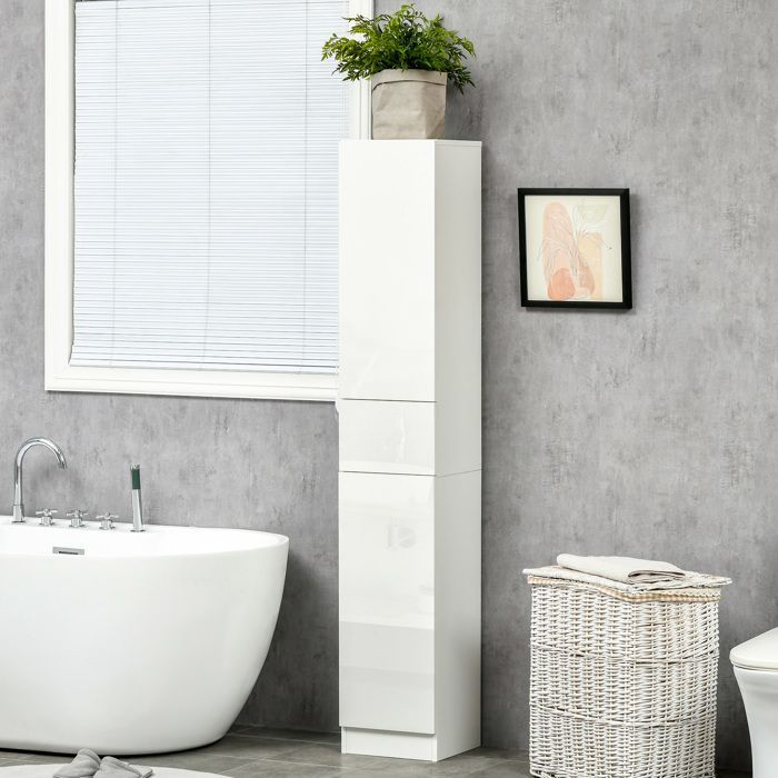 Kleankin - Badkamer opbergkast - Spaanplaat - 30x28x170cm - Wit
