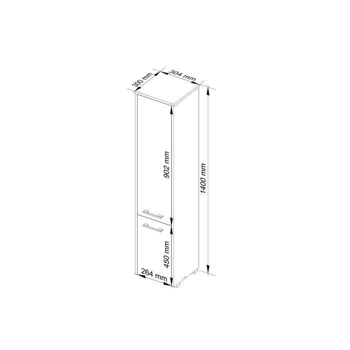 Colonne salle de bains AKORD FIN Chêne Artisan 30 cm 2 portes façade Chêne Artisan 5 étagères 30x30x140 cm