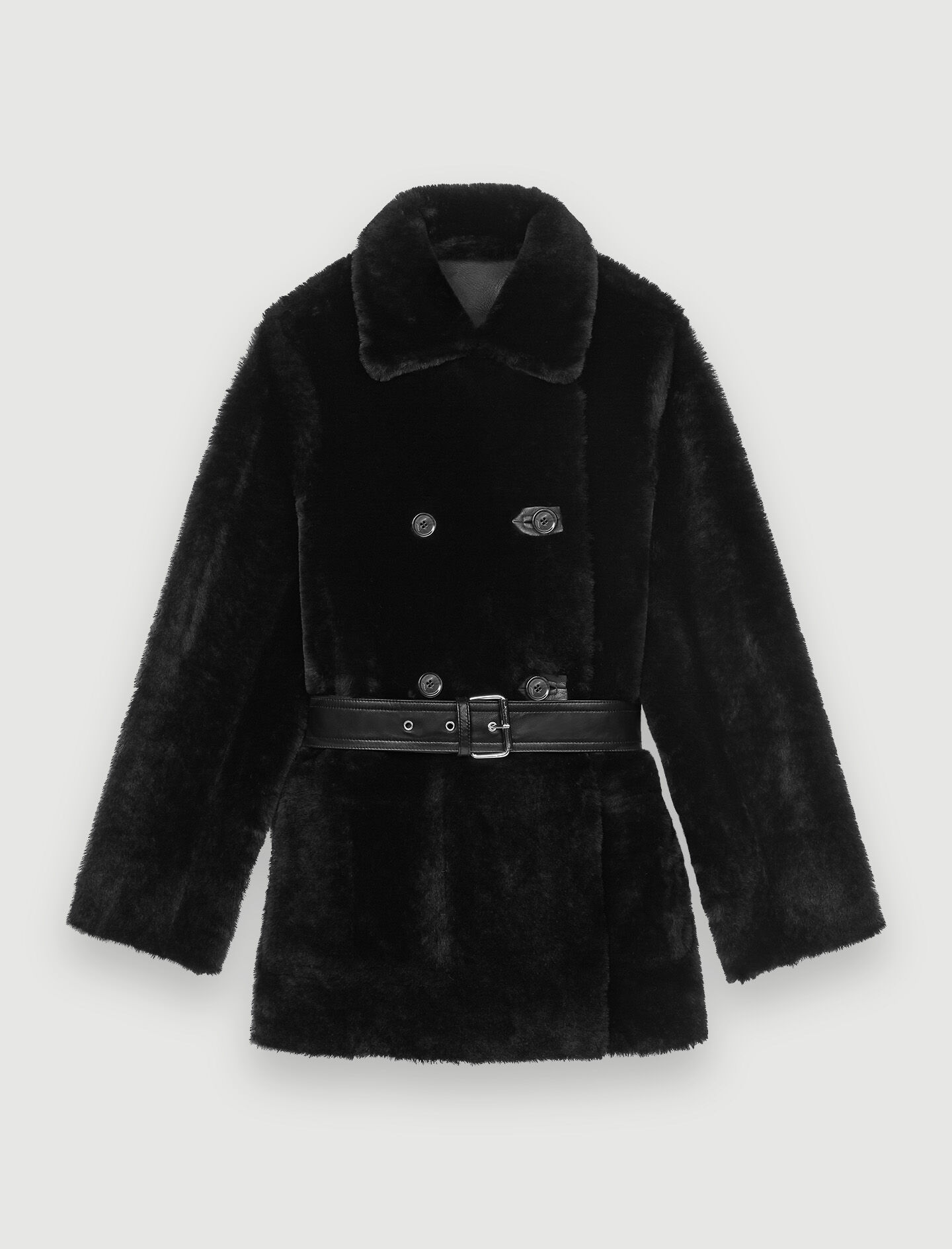Palton reversibil din sherpa - Negru