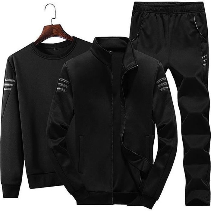 FUNMOON Men's Jacket + Pants + Long Sleeve T-Shirt 3-Piece Tracksuit Set, Size S, Boys' Jogging Suit