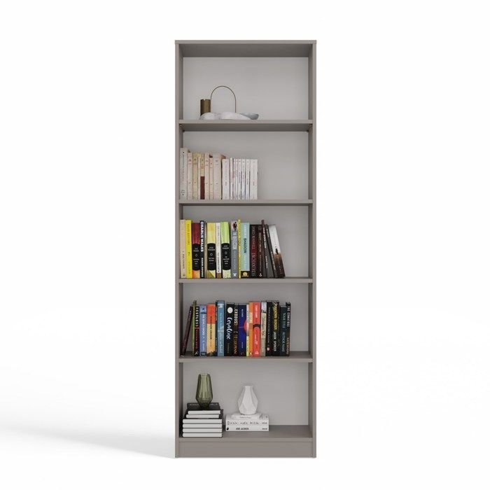FLORENCIA - Librería de 5 baldas - Dimensiones 182x60x30 cm - Mueble para guardar libros - Gris
