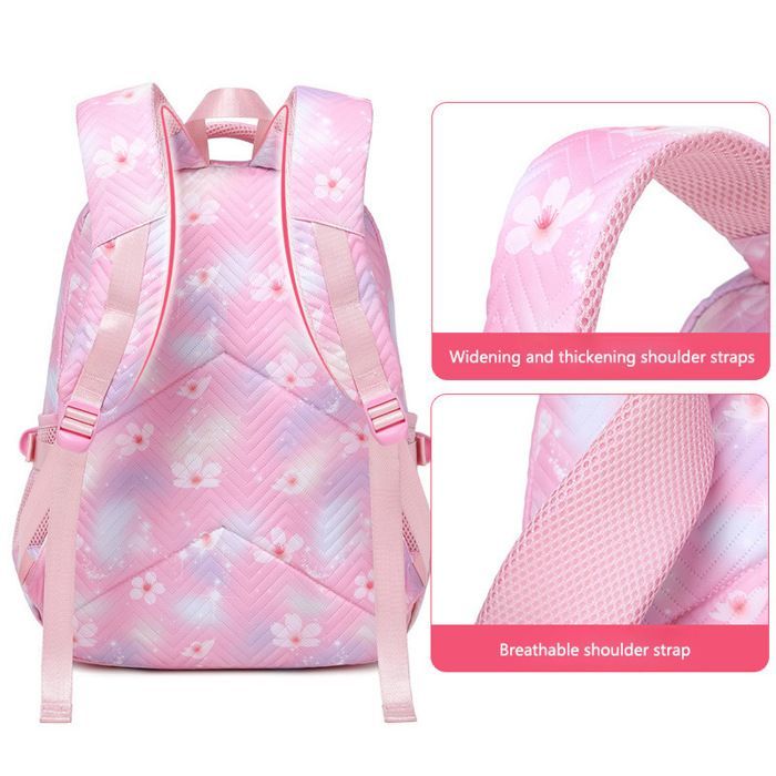Sac à Dos Enfant,   Fille Primaire de Grande Capacité Cartable, Sacs Scolaires Imperméable Durable pour étudiant-Rose