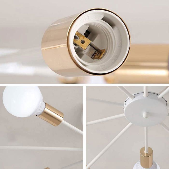 Ganeed Plafonnier, Lustres Sputnik Industriels Modernes, Blanc, Semi-Plafonnier à Base E27 à 10 Lumières pour Salon Cuisine