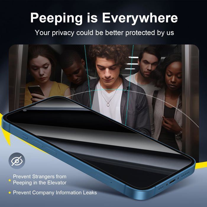 Kit de 4, 2 x Verre Trempé Anti-Espion pour iPhone 13 (6,1 Pouces) et 2 x Protection Caméra Arrière - Anti Rayures