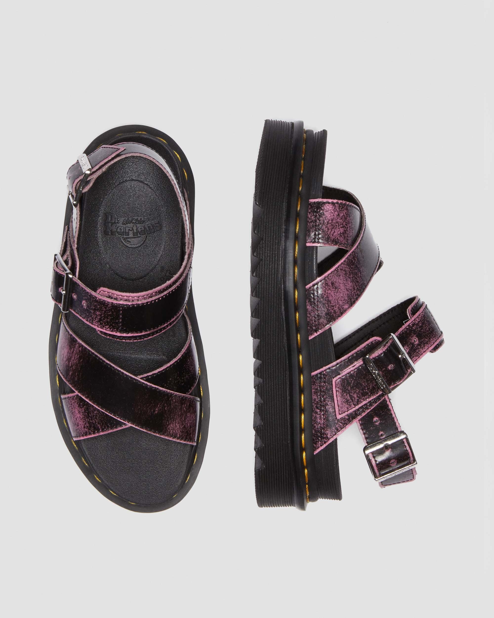 Voss II Distressed Leder Plateausandalen