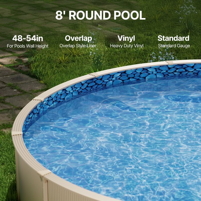 DUOKU Pool Liner - Round Model - 8 Feet - Overlapping Vinyl - Height 48-54 Inches