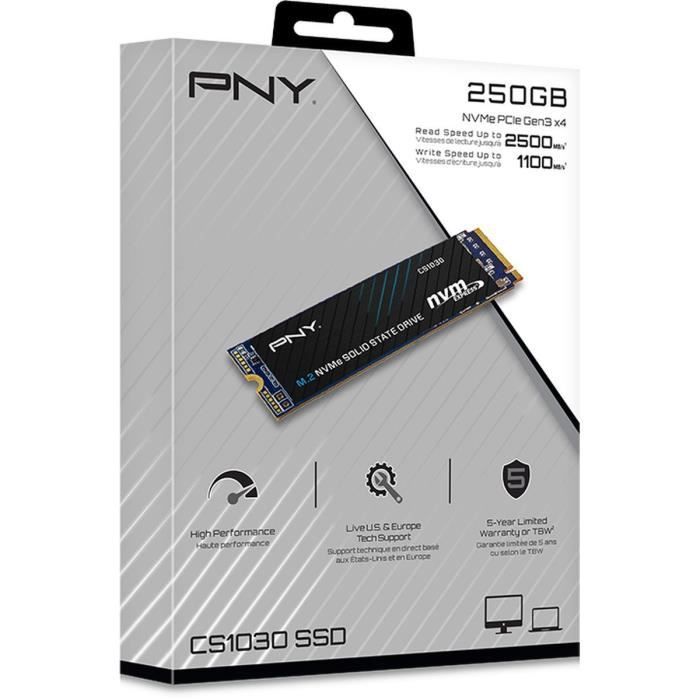 SSD interno - PNY - CS1030 M.2 GEN3 - 250 GB - NVMe (M280CS1030-250-RB)