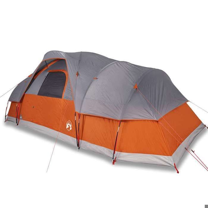 Tienda de campaña tipo domo vidaXL para 11 personas, gris y naranja, impermeable, tienda de campaña, tienda de jardín, refugio exterior, tienda de campaña para acampar, 94568