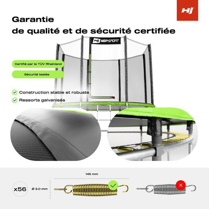 Hop-Sport Rundtrampolin für Kinder, 305 cm, Komplettes Garten-Set, Sicherheitsnetz für den Außenbereich, max. 150 kg, TÜV/GS-zertifiziert