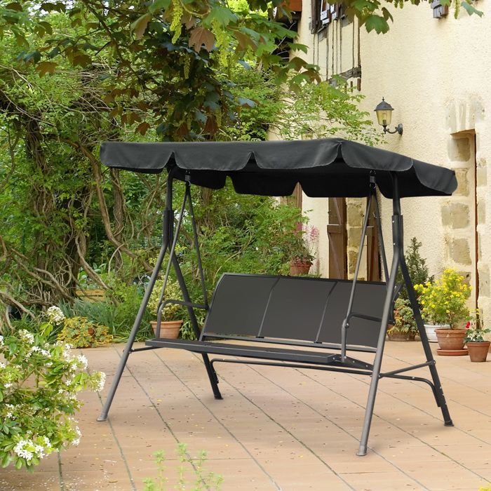 Balancelle de jardin Outsunny Métal 170x108x153cm Gris
