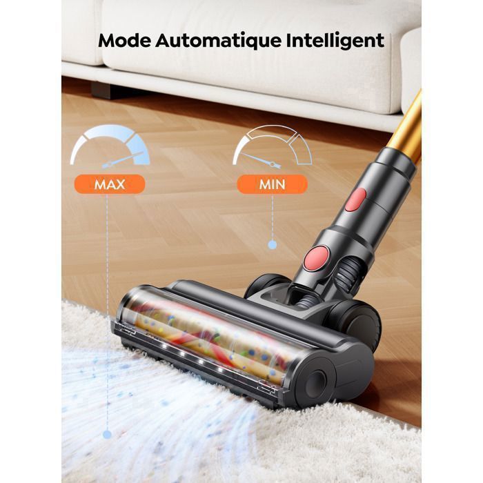 Aspirateur balai sans fil 8 en 1- BUTURE VC90 - 65Kpa/600W - Autonomie 60 Min(ECO) -Brosse Matelas -Auto-Portant
