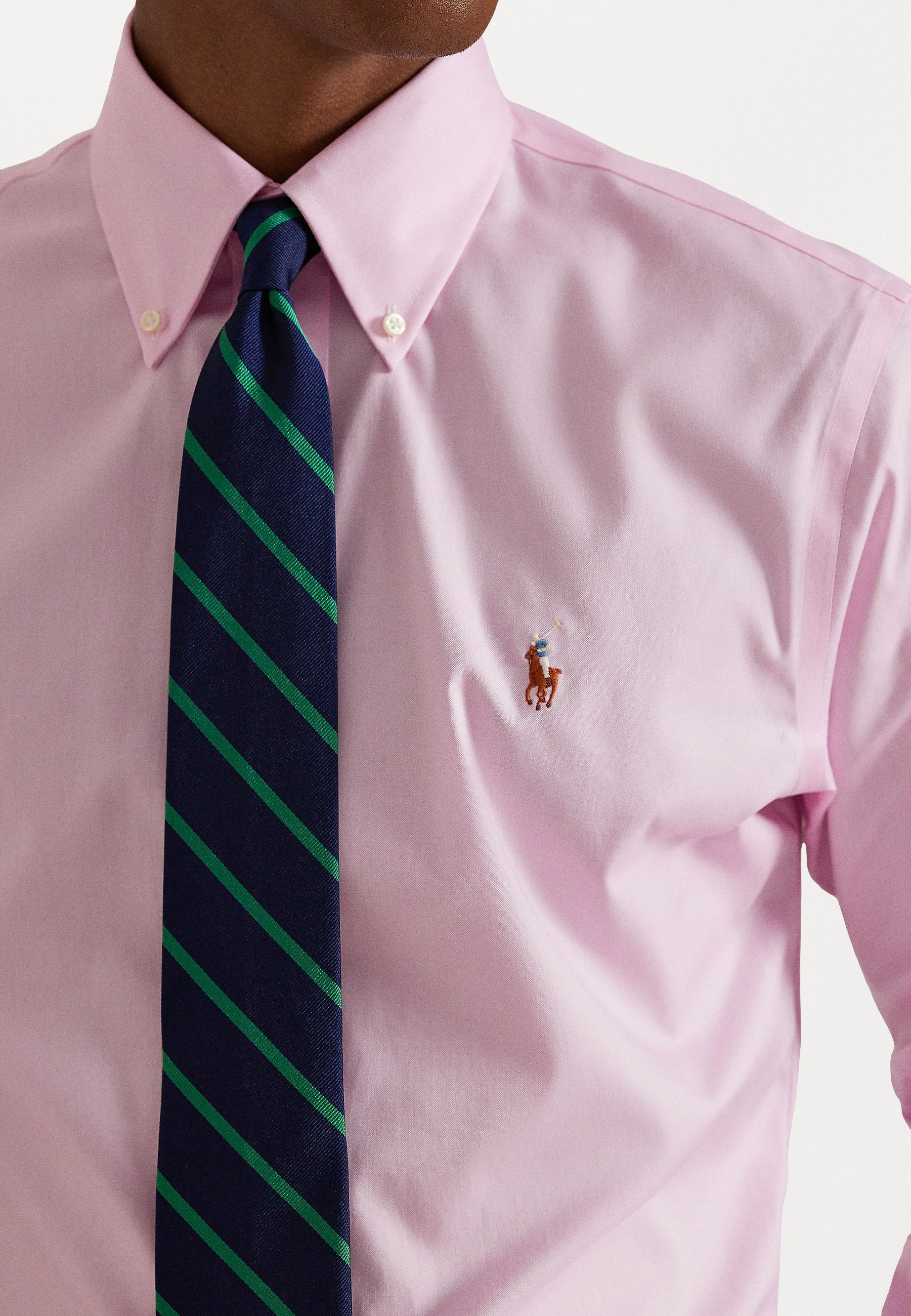 Koszula Polo Ralph Lauren CUSTOM FIT PINPOINT OXFORD - Koszula - różowo-biała