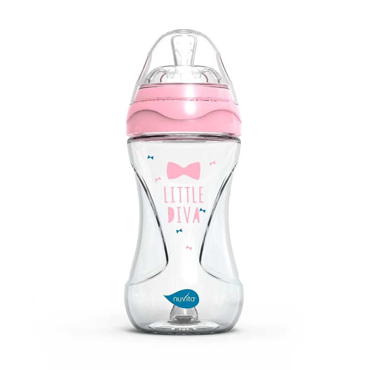 NUVITA Glazen babyfles uit de Nuvita collectie met anti-koliekventiel, 240 ml, roze