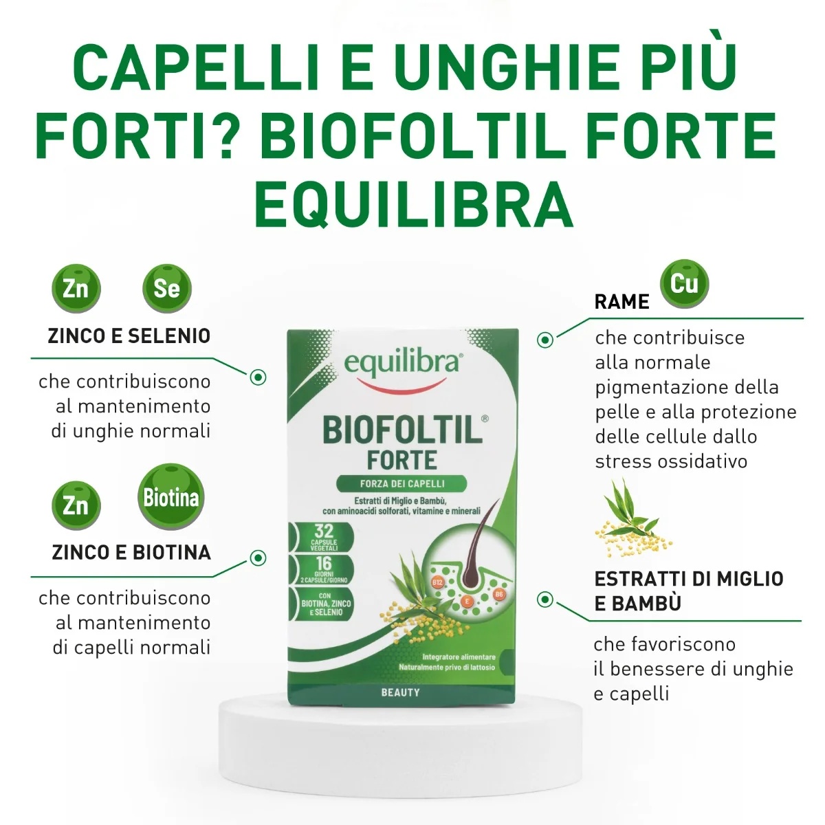 EQUILIBRA Equilibra Biofoltil Forte 32 φυτικές πέρλες Συμπλήρωμα διατροφής για την ενδυνάμωση των μαλλιών