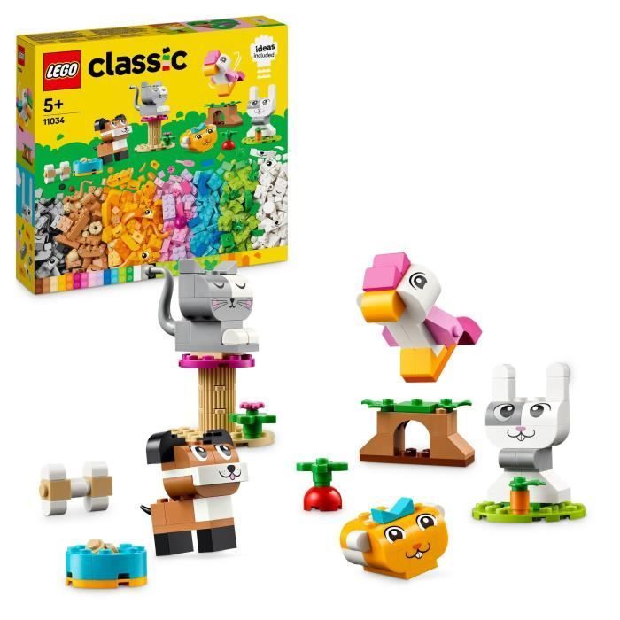LEGO® 11034 Set di giocattoli Classici Animali Creativi con Animali: Cane, Gatto, Coniglio, Criceto e Uccello