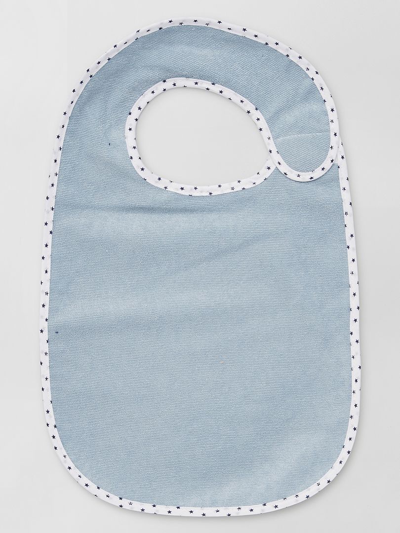 Set van 7 gevoerde badstof slabbetjes - BLAUW