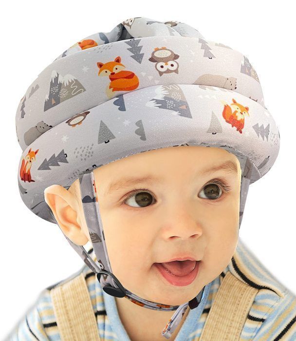 Casco de seguridad para bebés, protector de cabeza para bebés, casco anticaídas para bebés, para niños que están aprendiendo a caminar y gatear - Gris