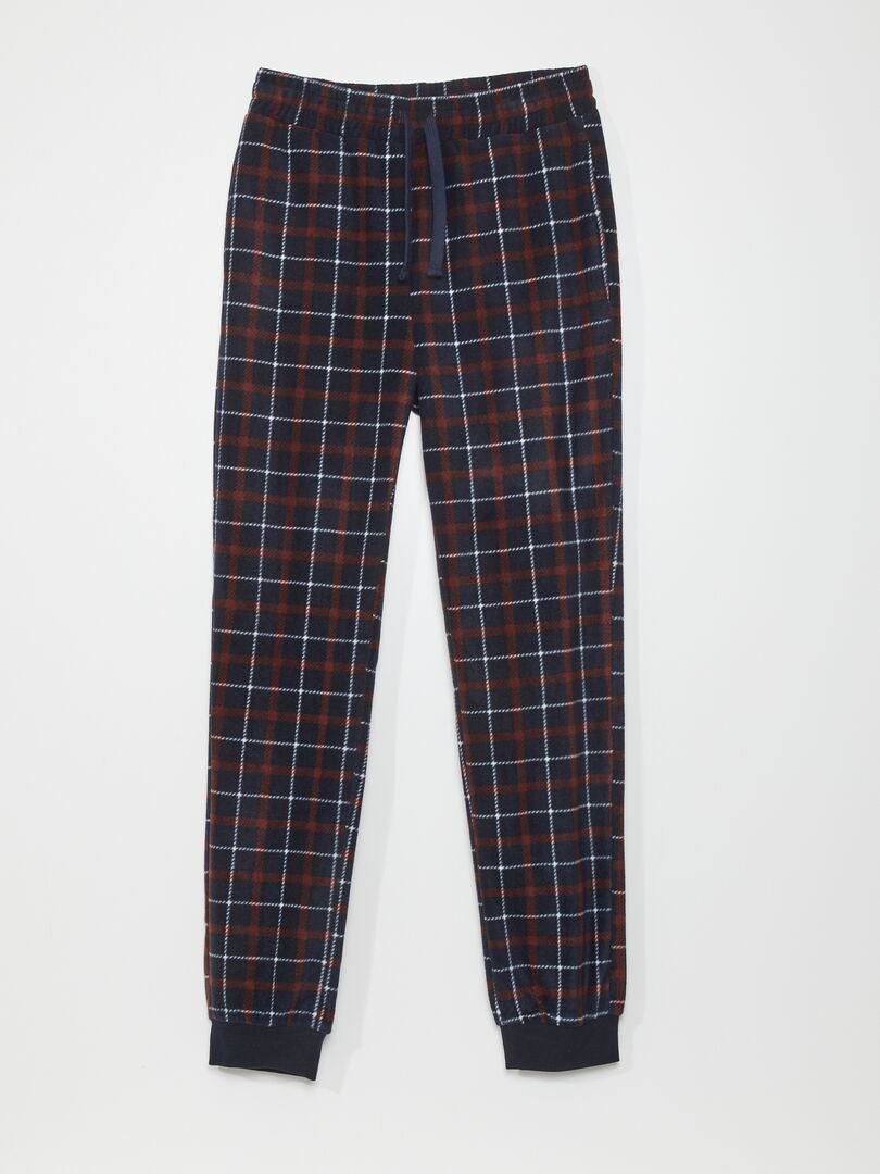 Pijama de malha e fleece - 2 peças - AZUL