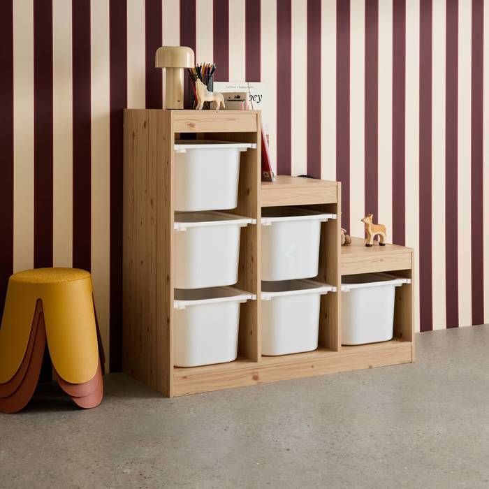 Mueble de almacenamiento infantil con escaleras y 6 cajones en acabado de madera natural - Sora